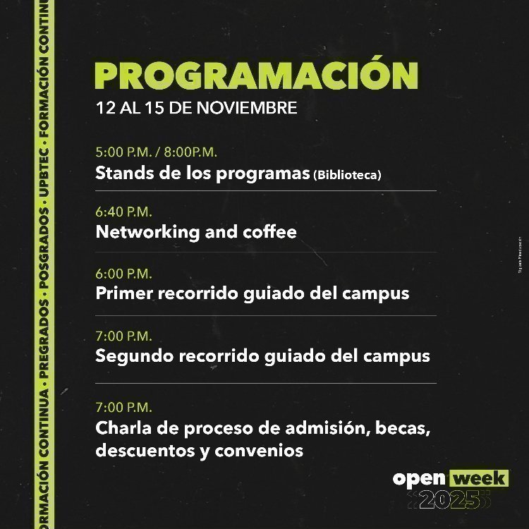 Pieza gráfica programación Open Week