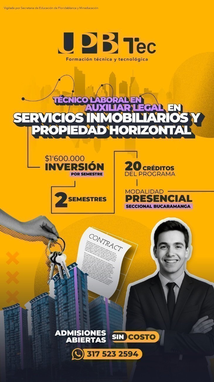 Técnico Laboral en Auxiliar Legal en Servicios Inmobiliarios y Propiedad Horizontal Folleto